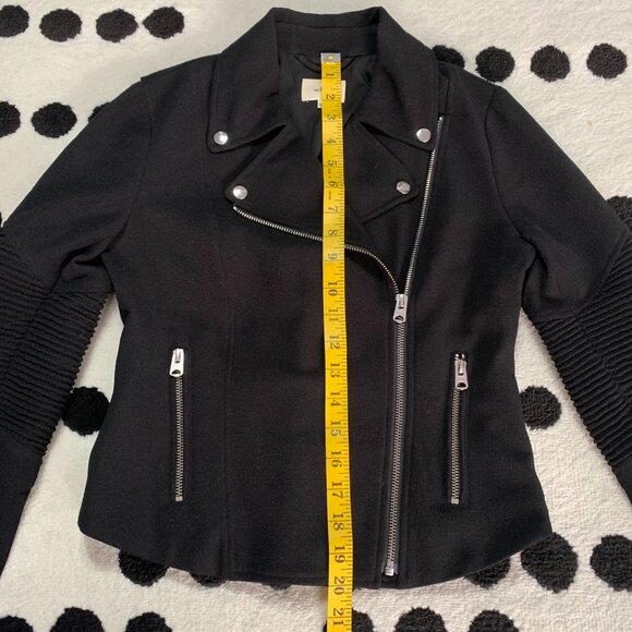 Aritzia Wilfred Montesson Motorcycle Moto Cropped Jacket 2 Black Biker Rocker - Picture 13 of 14